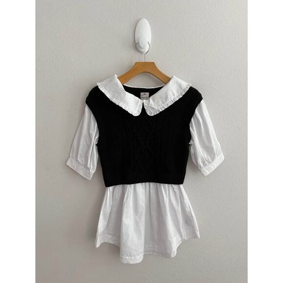 Maeve Anthropologie Peter Pan Collar Twofer‎ Sweater Blouse Sz XS NWT - Picture 2 of 7